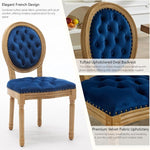 Load image into Gallery viewer, French Country Dining Chairs Set of 2, Vintage Wooden Dining Chairs with Fabric Upholstered Tufted Seat,Solid Wood Legs&amp;Frame, Farmhouse Kitchen&amp;Living Room Chairs(Blue,2 Pcs)