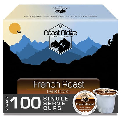 Roast Ridge Single Serve Coffee Pods for Keurig K-Cup Brewers, French Roast, Dark Roast, 100 Count