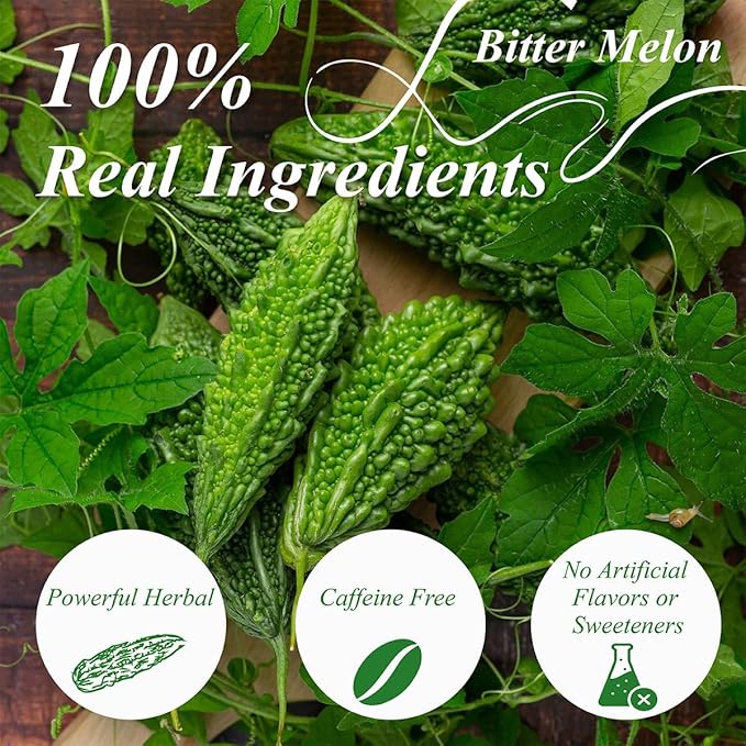 WT WEETEE Bitter Melon Tea Bags, Zero Sugar Tea, 100 Count Made with 100% Pure Natural Bitter Melon, Caffeine-free Momordica Charantia Tea
