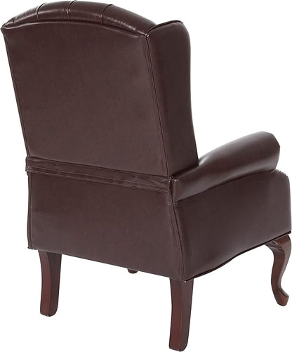 Office Star TEX Traditional Queen Anne Style Chair with Thick Padded Seat and Lumbar Support Back with Royal Cherry Finish Wood Legs, Jamestown Oxblood Vinyl