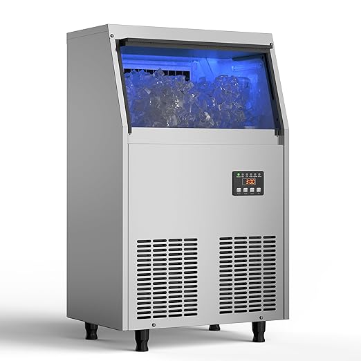 Coolski Commercial Ice Maker Machine, 200LBS/24H Under Counter Ice Maker with 35LBS Ice Storage,Stainless Steel Freestanding Ice Maker for Restaurant, Home, Bar, Office, Party, Outdoor Activities