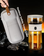 Load image into Gallery viewer, ZENS Modern Tea Pot, Glass Teapot with Infusers for Loose Tea Diffusers with One Touch Pouring, Cool Portable Tea Maker with Insulated Tea Mug and Travel Tea Kits for Tea Lover Gifts
