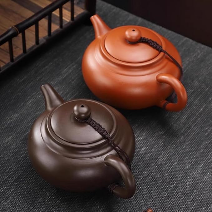 Yixing Purple Clay Tea Pot, Chinese Handmade Xishi Teapot, Pottery Zisha Sand Mud Kungfu Tea Set Kettle 14oz Zini