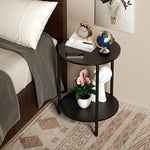 Load image into Gallery viewer, Round Side Table, 2-Tier Circle End Tables with Storage Wood Rustic Small End Tables Farmhouse Side Table for Living Room Bedroom Balcony Small Spaces
