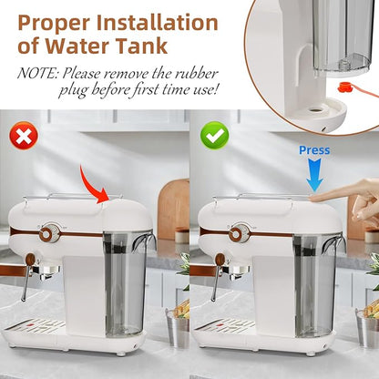 Espresso Coffee Machine, 20 Bar Compact Semi-Automatic Espresso Machine with Milk Frother for home Latte, Cappuccino, White