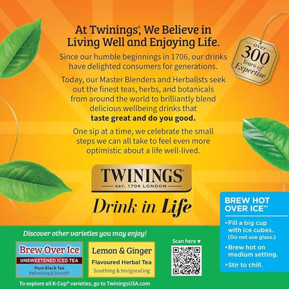 Twinings Green Tea 72 K-Cup Pods for Keurig, 12 Count (Pack of 6), Smooth Flavour, Enticing Aroma, Caffeinated, Enjoy Hot or Iced