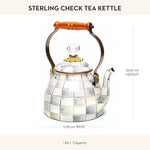 Load image into Gallery viewer, MACKENZIE-CHILDS Enamel Tea Kettle, Stylish Tea Kettle for Stovetop, Grey-and-White Sterling Check, 2 Quarts