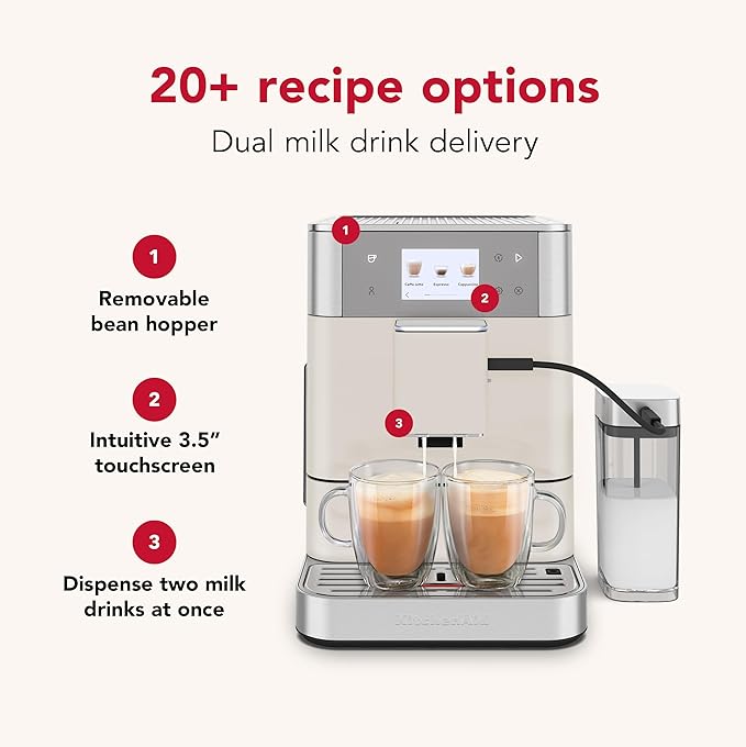 KitchenAid Fully Automatic Espresso Machine KF7, KES8557, Porcelain White