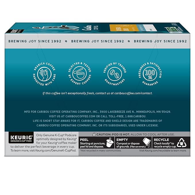 Caribou Coffee Daybreak Blend Keurig Single-Serve K-Cup Pod, Light Roast Coffee(Pack of 6, 60 Count Total)