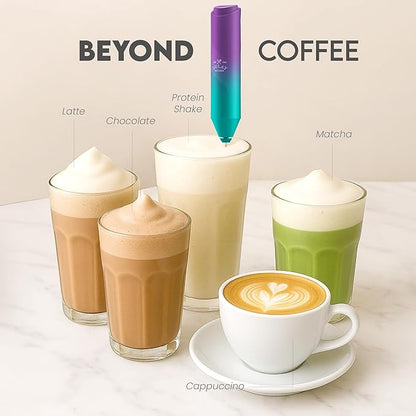 Zulay Kitchen Milk Frother Handheld with 2 Duracell AA Batteries – Electric Drink Mixer for Coffee, Lattes, Cappuccinos, Matcha & Hot Chocolate – Portable Foam Maker & Coffee Bar Accessory