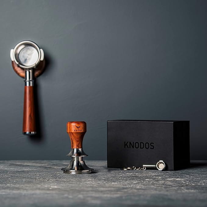 58.5mm Espresso Tamper – Rosewood Handle, Self-Leveling & Double Spring Loaded Calibrated Design V2 Fits 58mm Portafilters for Precise Consistent Shots