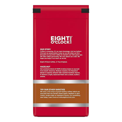 Eight O'Clock Coffee Hazelnut Whole Bean Coffee, Medium Roast, 11 Ounce (Pack of 6) - Buttery, Smooth & Nutty