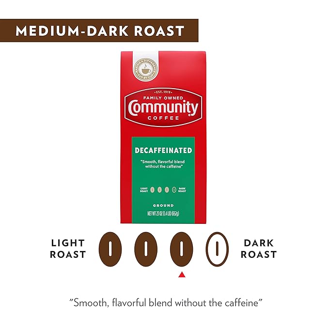 Community Coffee Medium-Dark Roast 23 Ounce, Decaffeinated Ground Coffee, 23 Ounce Bag (Pack of 1)