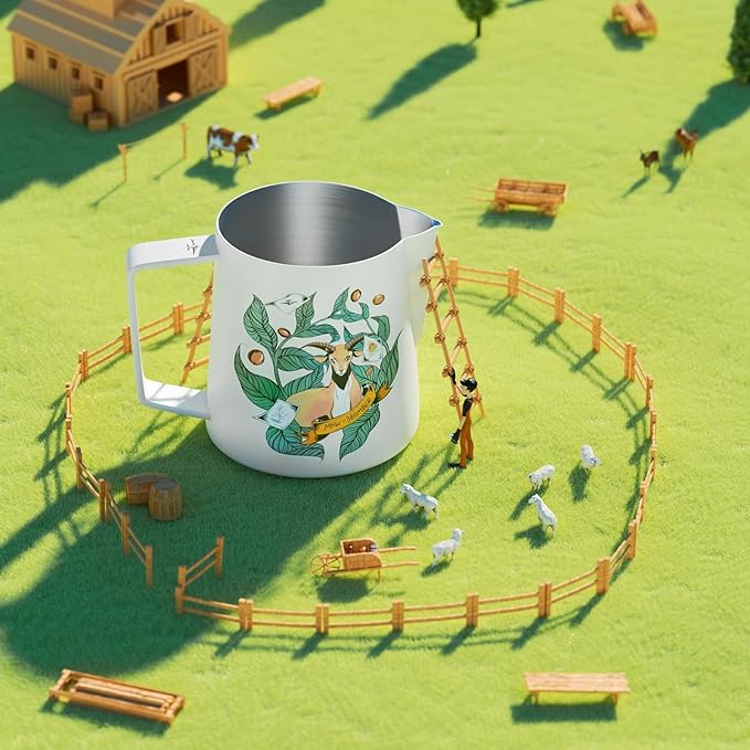 MHW-3BOMBER Espresso Steaming Pitcher Milk Frothing Pitcher Stainless Steel Milk Coffee Cappuccino Latte Art Barista Cup (Origin White, 20 Ounces)