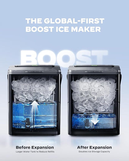 Countertop Ice Maker, Compact Ice Maker with Larger 2.5L Expanding Ice Basket & 1.8L Water Tank, Smart Touch Control, 9 ICES in 6 Mins, Self-Cleaning, for Home/Party/Office/RV