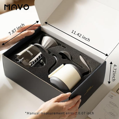 Pour Over Coffee Maker Set, Pour Over Kettle, Coffee Dripper, Glass Coffee Server with Scale, Stainless Steel Filter (Grey)