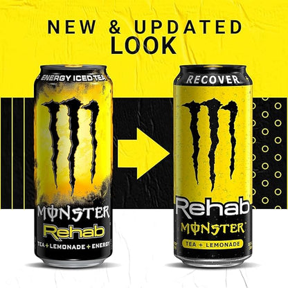 Monster Rehab Energy Drink, Tea Plus Lemonade, (Pack of 12)