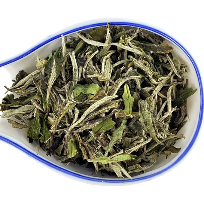 TIAN HU SHAN Premium White Tea Loose Leaf, Original Bai Mu Dan with a Light & Fresh Delicate Flavor, Low Caffeine, Hot & Cold Brew 4 Ounce (Pack of 1)