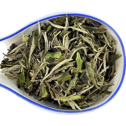 TIAN HU SHAN Premium White Tea Loose Leaf, Original Bai Mu Dan with a Light & Fresh Delicate Flavor, Low Caffeine, Hot & Cold Brew 4 Ounce (Pack of 1)