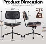 Load image into Gallery viewer, Armless Office Chair with Wheels, Adjustable Height Desk Chair Leather Swivel Computer Chair, Modern Walnut Office Side Chair for Meeting Room Office, Black