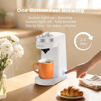 CHULUX Mini Coffee Maker for K Capsule, Single Serve Coffee Maker for One Cup Americano, Lightweight Pod Coffee Machine, Pearl White