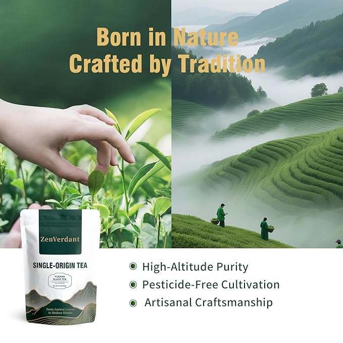 ZenVerdant Gourmet Yunnan Black Tea, 10oz | Premium Loose Leaf Breakfast Tea | Fresh Harvest & Resealable Bag