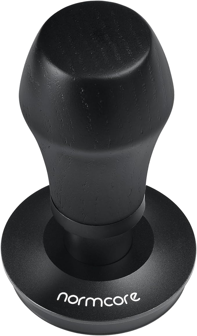 Normcore 58.5mm Espresso Coffee Tamper V4 - Spring Loaded Tamper With Titanium PVD Coating Ripple Base -15lb / 25lb / 30lbs Replacement Springs, Genuine Black Oak Wood Handle