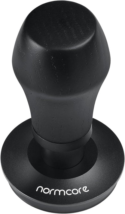 Normcore 58.5mm Espresso Coffee Tamper V4 - Spring Loaded Tamper With Titanium PVD Coating Ripple Base -15lb / 25lb / 30lbs Replacement Springs, Genuine Black Oak Wood Handle