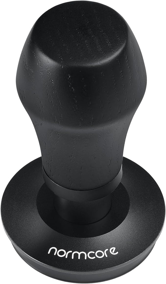 Normcore 58.5mm Espresso Coffee Tamper V4 - Spring Loaded Tamper With Titanium PVD Coating Ripple Base -15lb / 25lb / 30lbs Replacement Springs, Genuine Black Oak Wood Handle