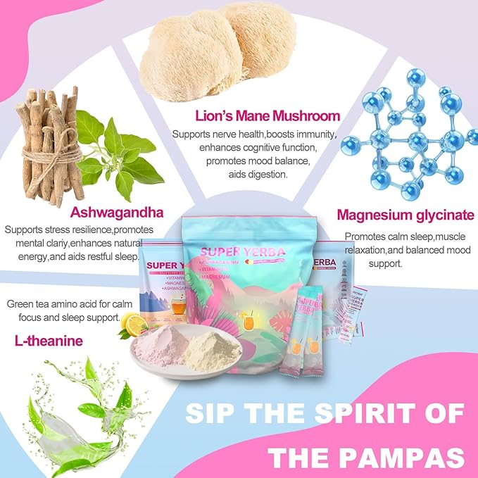 Super Yerba Mate Instant Powder Variety Pack - Citrus, Lemon & Grapefruit Flavors | 30 Servings Each | Energy Boost, Mental Clarity, Gut Health & Satiety | Prebiotics, Probiotics, Hot & Cold Brew, Portable (3pcs/set)