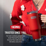 Load image into Gallery viewer, THERMOS Stainless Steel Cup Holder Mug - 40 Ounce, Sandstone - Insulated Tumbler with Lid and Straw, Plus Leak-Resistant Slide Lock