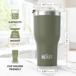 Load image into Gallery viewer, Beast 30 oz Tumbler Stainless Steel Vacuum Insulated Coffee Ice Cup Double Wall Travel Flask (Army Green)