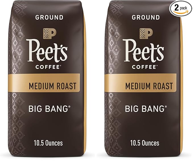 Peet's Coffee, Medium Roast Ground Coffee - Big Bang 10.5 Ounce Bag (Pack of 2)