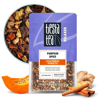 Tiesta Tea - Pumpkin Spice Rooibos Loose Leaf Tea, Premium Caffeine-Free Herbal Infusion, Reseable Pouch, Brew Hot or Iced, Makes up to 25 Cups, 2 Ounce
