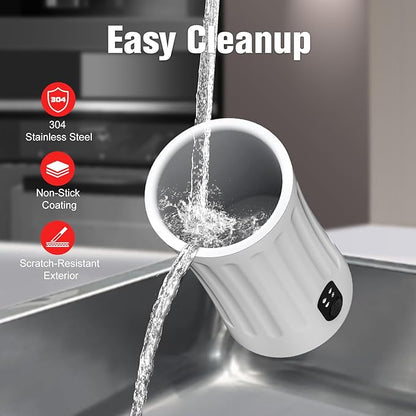 Electric Milk Frother, 4-in-1 Milk Steamer and Frother, 8.1oz/240ml Automatic Warm and Cold Foam Maker, Milk Warmer and Coffee Frother for Latte, Cappuccino, Macchiato(White), SS-001