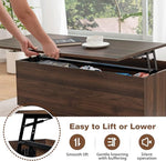 Load image into Gallery viewer, HOMMPA Lift Top Coffee Table with LED Light Morden Coffee Table with Storage High Gloss Walnut Coffee Table for Living Room Tea Table with Storage Center Tables Hidden Compartment &amp; 2 Drawers