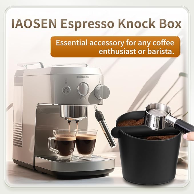 6.3Inch Knock Box Large Espresso Knock Box Shock-Absorbent Knock Box Espresso with Removable Knock Bar and Non-Slip Base Espresso Machine Accessories for Home/Office