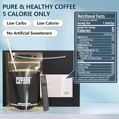 Instant Coffee Packets Single Serve, Medium Roast Sugar Free & Low Caffeine Instant Coffee Gifts 14 Packets for One Week Fitness Holiday Travel Coffee On the Go, 100% Arabica Black Coffee Beans Instant Powder Packs
