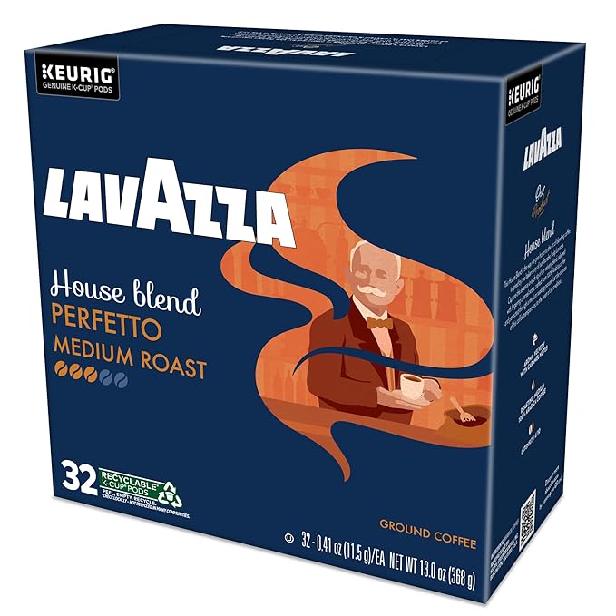 Lavazza House Blend Perfetto, Single-Serve Keurig K-Cup Pods, Medium Roast Coffee, 32-Count Box
