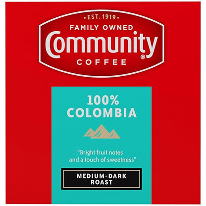 Community Coffee 100% Colombia 72 Count Coffee Pods, Medium Dark Roast, Compatible with Keurig 2.0 K-cup Brewers, 12 Count (Pack of 6)