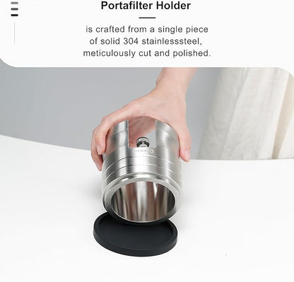 Portafilter Holder Crafted from Solid 304 Stainless Steel | Espresso Tamping Station with Stable and Efficient Puck Preparation | Non-Slip Base | Ideal for 54mm Espresso Machines Portafilter