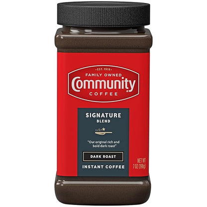 Community Coffee Signature Blend Instant Coffee, 84 Ounces, Dark Roast 7 Ounce Jar (Pack of 12)