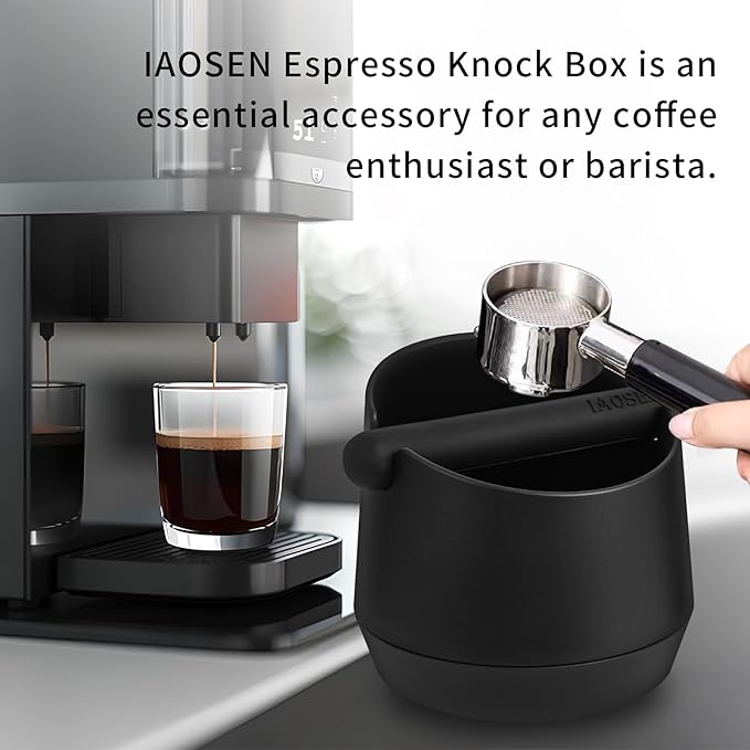 6 Inch Extra Large Capacity Design Espresso Knock Box Tamping Mat Espresso Machine Accessories Set of 2 with Removable Knock Bar and Anti-Slip Base for Home Office Barista Tools for Bar Shop