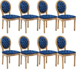 Load image into Gallery viewer, French Country Dining Chairs Set of 8, Vintage Wooden Dining Chairs with Fabric Upholstered Tufted Seat,Solid Wood Legs&amp;Frame, Farmhouse Kitchen&amp;Living Room Chairs(Blue,8 Pcs)