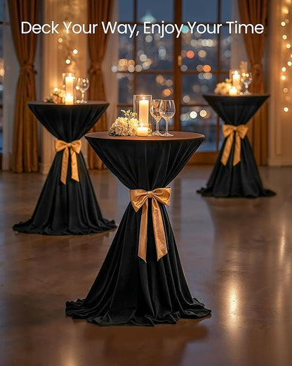 VASAGLE Bar Tables Set of 2, Round Cocktail High Top Pub Bistro Table for Events Party, Kitchen Dining, Home Bar, 23.6 x 23.6 x 41.3 Inches, Sturdy Metal Frame, Modern Style, Easy to Assemble, Black