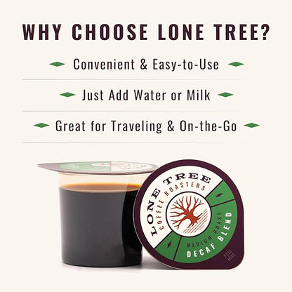 Lone Tree Single-Serve Coffee Pods – Premium 100% Arabica Liquid Concentrate – Smooth & Bold Decaf – 12 Pods – Ready Hot or Iced