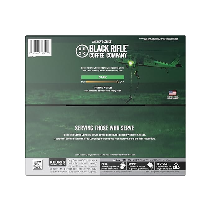 Black Rifle Coffee Company Beyond Black, 50 Count, Dark Roast K Cups - Single Serve K Cups Coffee Pods - Kcup Pods Compatible with Keurig 1.0 & 2.0 - Made from Arabica Beans