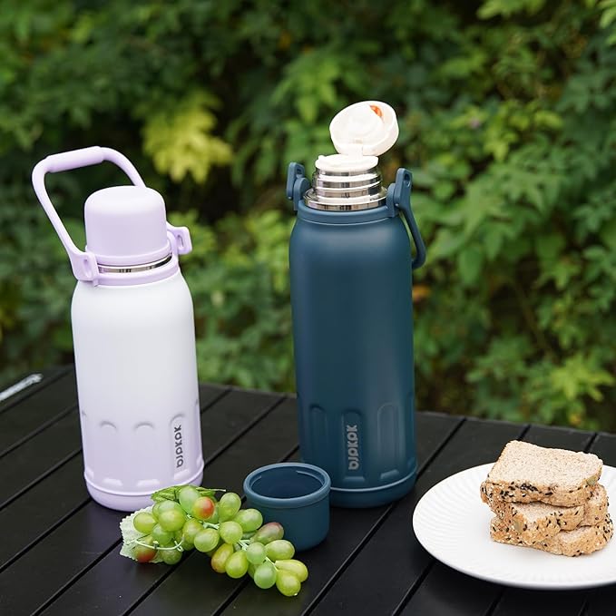 BJPKPK Insulated 50oz Thermal Water Bottle BPA Free With Lid and Carry Handle Stainless Steel Water Bottles for Outdoor Sports,Navy Blue