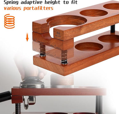Espresso Tamping Station, Two-tier Organizer Station, Spring-loaded Portafilter Holder, Basket Filters & Funnel Stand, Fits 51/54/58MM Tamper, Distributor, Portafilter