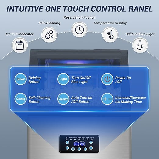 【120LBS/24H + 40 Cubes/12-18 Mins】 15" Commercial Ice Maker - 30LBS Storage, Self-Cleaning Under Counter & Freestanding Ice Machine for Home/Bar/Outdoor